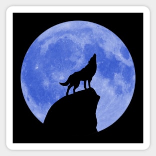 Wolf Howling at a Blue Moon Sticker